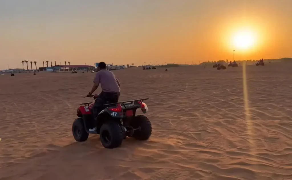 enjoying evening safari in desert of dubai