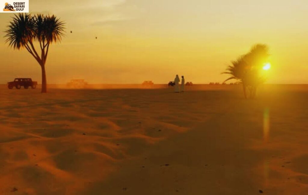 Sunset view at Lahbab Red Dunes during evening safari