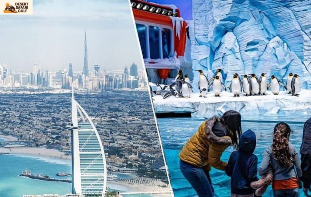 Yas Island skyline with Ferrari World in foreground.