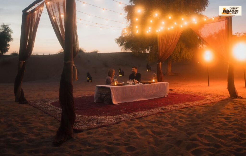 Luxury evening desert safari with private table for couples in Dubai